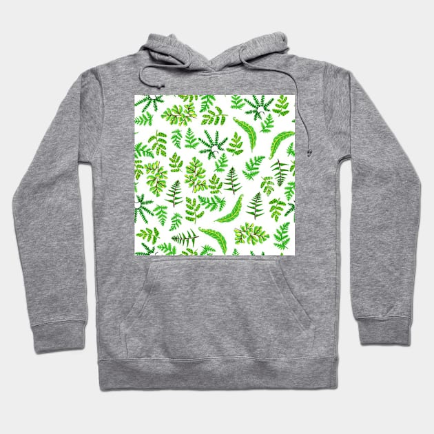 Ferns in Gouache Pattern Hoodie by paintedpansy